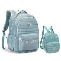 Kit Mochila de Costas + Lancheira Kika It's Glam Verde Kit Mochila de Costas + Lancheira Kika It's Glam Verde