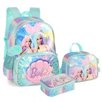 Kit Mochila de Costas + Lancheira Térmica + Estojo Box Barbie Brilho Holográfica Verde Kit Mochila de Costas + Lancheira Térmica + Estojo Box Barbie Brilho Holográfica Verde