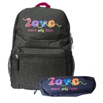 Kit Mochila de Costas Love Feminina Preto Com Estojo Kit Mochila de Costas Love Feminina Preto Com Estojo