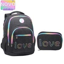 Kit Mochila De Costas Love Passeio Escolar Juvenil 18” Com Estojo Kit Mochila De Costas Love Passeio Escolar Juvenil 18” Com Estojo