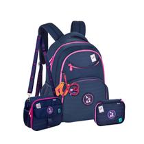 Kit Mochila de Costas Luluca Escolar Lancheira E Estojo Box