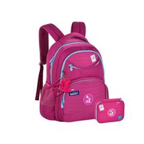 Kit Mochila de Costas Luluca Estojo 100 Pens Passeio Escolar