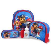 Kit Mochila de Costas M Lancheira e Estojo Patrulha Canina Azul
