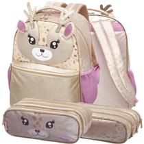 Kit Mochila de Costas Pack Me Deer + Estojo Triplo - Pacific Kit Mochila de Costas Pack Me Deer + Estojo Triplo - Pacific