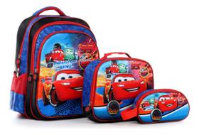 Kit Mochila De Costas Relampago Mcqueen Lancheira Estojo Kit Mochila De Costas Relampago Mcqueen Lancheira Estojo