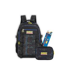 Kit Mochila de Costas Sonic Personagem Com Estojo Box Escola