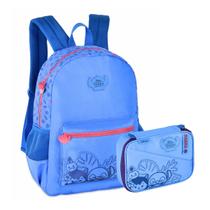 Kit Mochila de Costas - Stitch - Tsum Tsum C/ Estojo Box Grande P/ 36 Pens Escolar - Clio