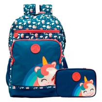 Kit Mochila De Costas Unicornio + Estojo Box ul