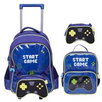 Kit Mochila De Rodas 17" Game 3D Lancheira Estojo Escolar Kit Mochila De Rodas 17" Game 3D Lancheira Estojo Escolar