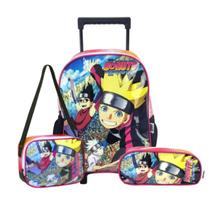 Kit Mochila de Rodas Boruto com Estojo e Lancheira Escolar Kit Mochila de Rodas Boruto com Estojo e Lancheira Escolar