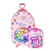 Kit Mochila De Rodas Divertidamente 3D Lancheira Escolar