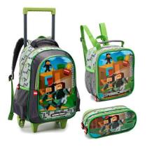 KIT Mochila de Rodas Infantil Gamecraft 3 Peças