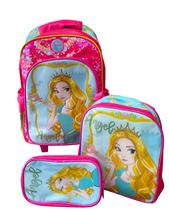 KIT Mochila de Rodas Infantil Princesa 3 Pçs