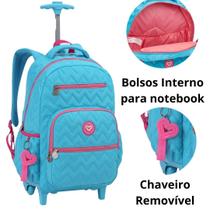 Kit Mochila De Rodas Lancheira 360º Metalizada Notebook