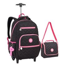 Kit Mochila De Rodas Lancheira 360º Metalizada Notebook