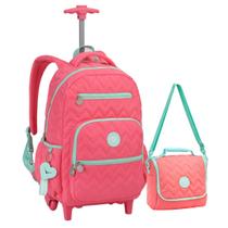 Kit Mochila De Rodas Lancheira 360º Metalizada Notebook