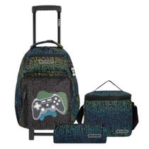Kit Mochila de Rodas Lancheira Estojo Video Game Escola Teen