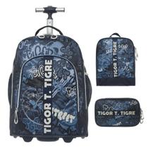 Kit Mochila De Rodas + Lancheira Térmica + Estojo Box Brilha No Escuro Street Tigor T Tigre PACIFIC Kit Mochila De Rodas + Lancheira Térmica + Estojo Box Brilha No Escuro Street Tigor T Tigre PACIFIC