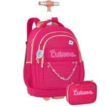 Kit Mochila De Rodas Luluca Com Estojo Box Escolar - Rosa Kit Mochila De Rodas Luluca Com Estojo Box Escolar - Rosa
