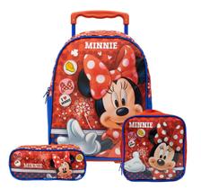 Kit Mochila de Rodas Minnie com Lancheira e Estojo Meninas