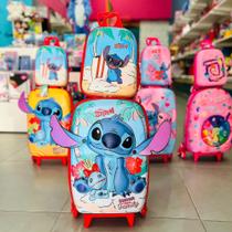 Kit Mochila De Rodas Stitch 3d Lancheira Escolar