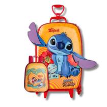 Kit Mochila De Rodas Stitch Tropical 3D Lancheira Escolar Kit Mochila De Rodas Stitch Tropical 3D Lancheira Escolar