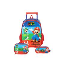 Kit Mochila De Rodas Super Mario Com Lancheira Estojo Duplo
