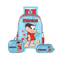 Kit Mochila De Rodas Turma da Mônica Com Lancheira e Estojo