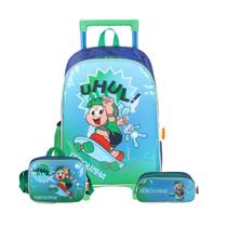 Kit Mochila de Rodas Turma Da Mônica Lancheira Estojo Duplo