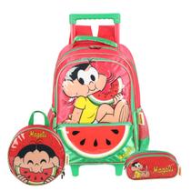Kit Mochila de Rodas Turma Da Mônica Lancheira Estojo Triplo