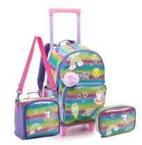 Kit Mochila de Rodas Unicórnio Lancheira e Estojo Infantil Kit Mochila de Rodas Unicórnio Lancheira e Estojo Infantil