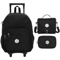 Kit mochila de rodinha 17 , lancheira e estojo box trendy preto Kit mochila de rodinha 17 , lancheira e estojo box trendy preto