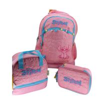 Kit Mochila De Rodinha 360 Stitch + Lanch+ Estojo box 50072 Cor:RosaTamanho:Único