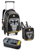 Kit Mochila De Rodinha Batman + Estojo + Lancheira