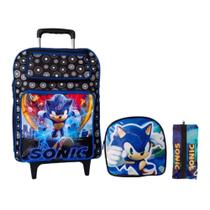 Kit Mochila De Rodinha Com Estojo E Lancheira Personagem Menino Jogos