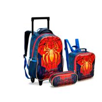 Kit Mochila De Rodinha Com Lancheira E Estojo Homem Aranha Seanite 43cm Kit Mochila De Rodinha Com Lancheira E Estojo Homem Aranha Seanite 43cm