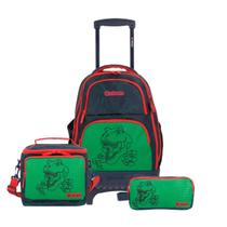 Kit Mochila De Rodinha Dino Lancheira Térmica Estojo Escolar