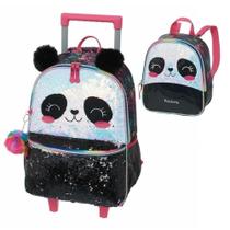 Kit Mochila De Rodinha E Alca Pack Me Panda +Lancheira - Pacific