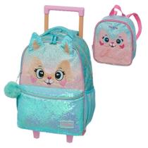 Kit Mochila De Rodinha E Alca Pack Me Sweet Fox +Lancheira - Pacific