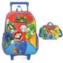 Kit Mochila de Rodinha e Estojo Luxcel Super Mario 37552
