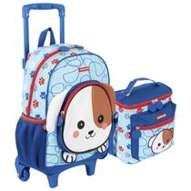 Kit Mochila De Rodinha E Lancheira Escola Creche Kids Dog Sestini Azul Kit Mochila De Rodinha E Lancheira Escola Creche Kids Dog Sestini Azul