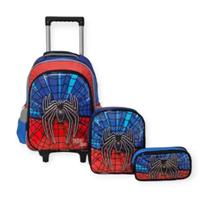 Kit mochila de rodinha escolar aranha spider yepp