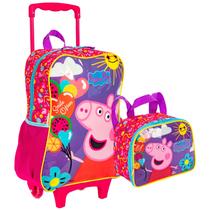 Kit Mochila De Rodinha Escolar E Lancheira Infantil Feminina Peppa Pig Sestini