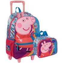 Kit Mochila De Rodinha Escolar E Lancheira Infantil Peppa Pig Sestini