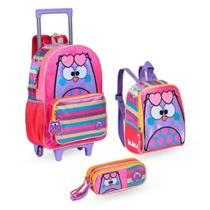 Kit Mochila de Rodinha Escolar Infantil Bubu + Lancheira + Estojo