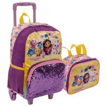 Kit Mochila De Rodinha Escolar Infantil E Lancheira Infantil A Casa Magica da Gabby Meow Sestini Kit Mochila De Rodinha Escolar Infantil E Lancheira Infantil A Casa Magica da Gabby Meow Sestini