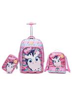 Kit Mochila De Rodinha Escolar Infantil Unícórnio Menina Menino - YUPE