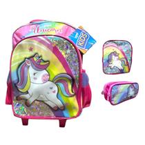 Kit Mochila de Rodinha Estojo e Lanch Yepp Únicornio 5339 Kit Mochila de Rodinha Estojo e Lanch Yepp Únicornio 5339