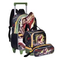 Kit Mochila De Rodinha + Estojo e Lancheira T-rex Attack- Clio Style Kit Mochila De Rodinha + Estojo e Lancheira T-rex Attack- Clio Style