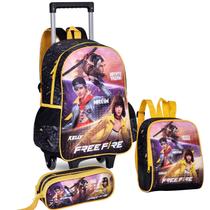 Kit Mochila De Rodinha Estojo Lancheira Escolar Free Fire Kit Mochila De Rodinha Estojo Lancheira Escolar Free Fire
